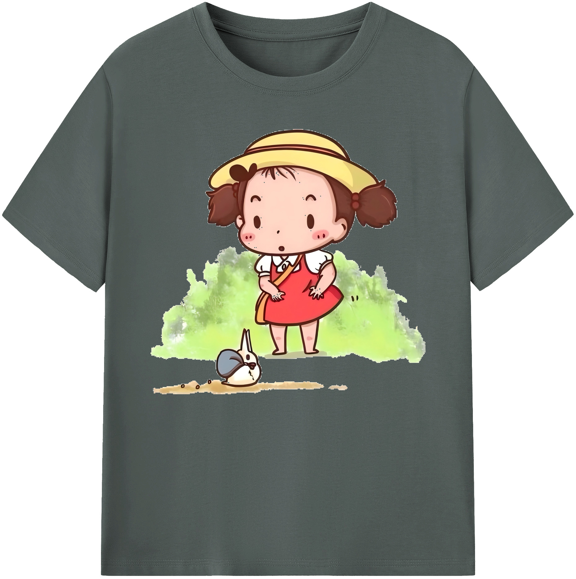 （画像用） となりのトトロ 草壁メイ 草壁サツキ My Neighbor Totoro Satsuki Kusakabe Mei Kusakabe 綿100％ メンズ半袖Tシャツ｜肌触りやわらか＆通気性